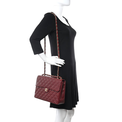 Chanel Caviar Quilted Jumbo Single Flap Bordeaux 2 of 11