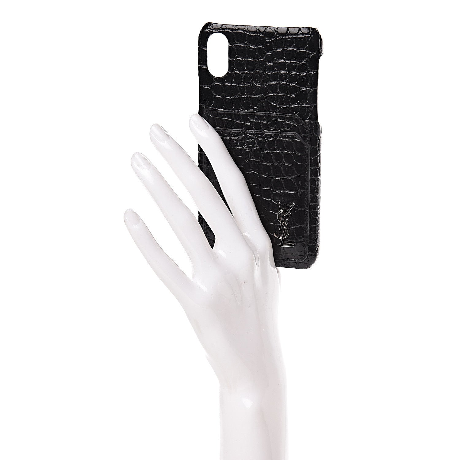 Saint Laurent Calfskin Crocodile Embossed iPhone XS Case Black 2 of 7