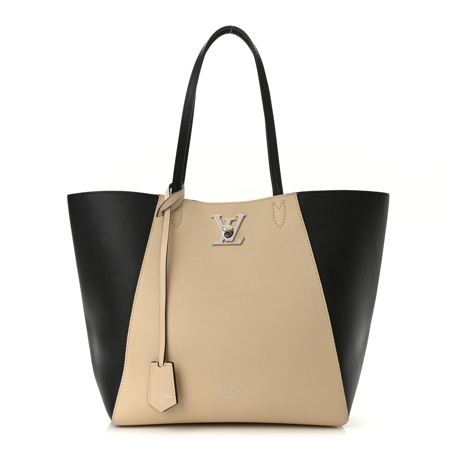 Calfskin Lockme Go Tote Black Vanilla