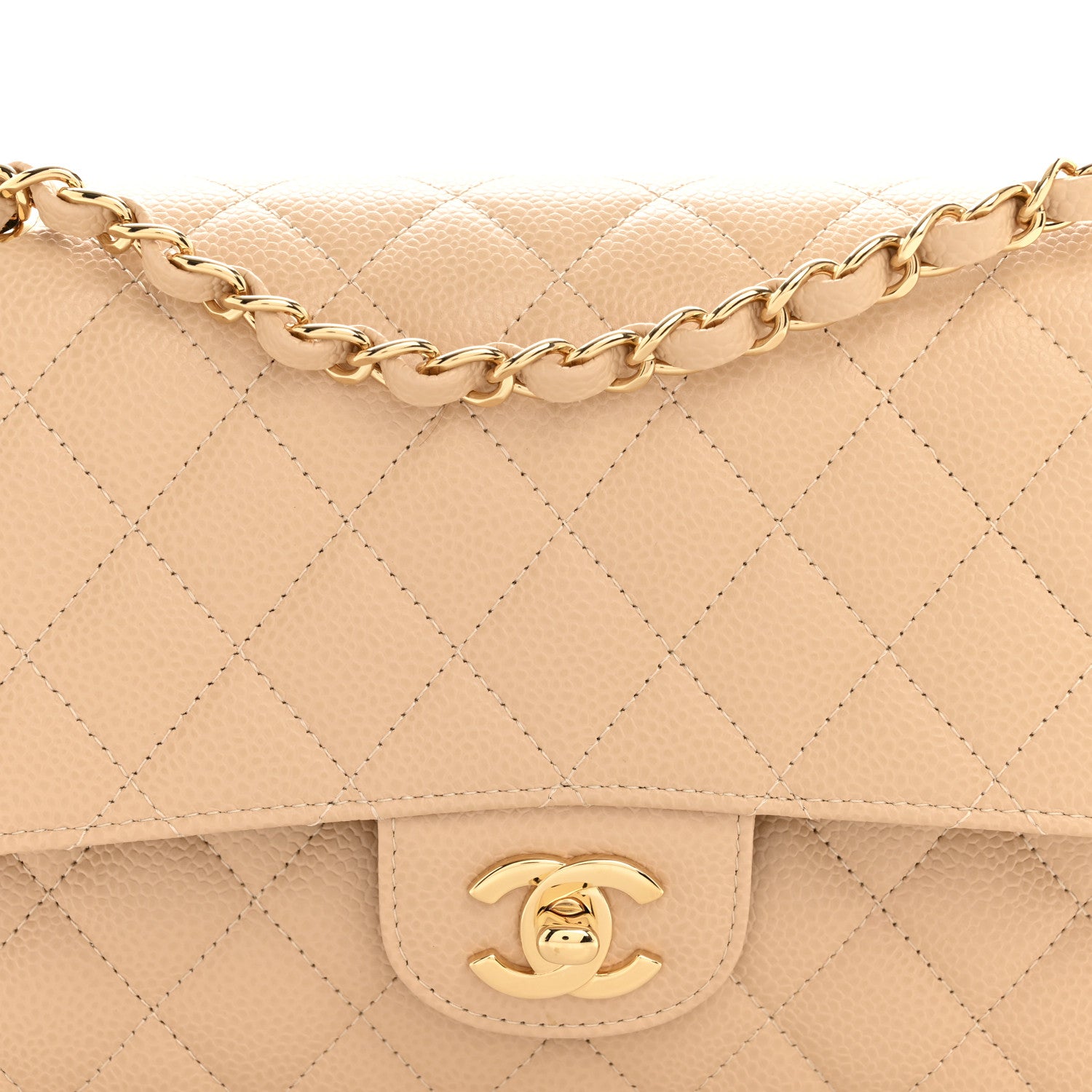 Chanel Caviar Quilted Medium Double Flap Beige 8 of 11