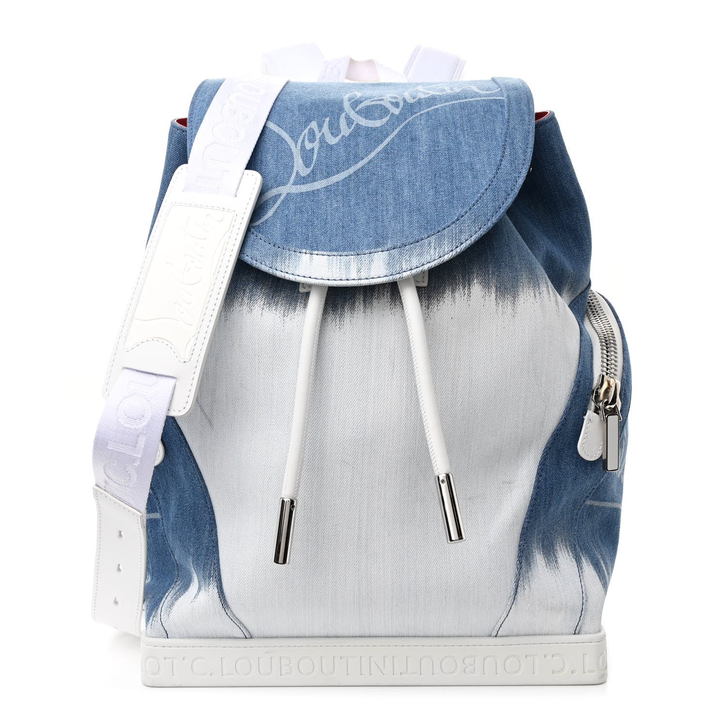 Christian Louboutin Faded Denim Explorafunk Backpack Blue White Multicolor 3 of 11