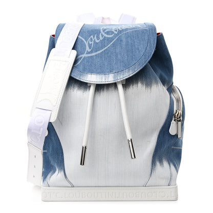 Christian Louboutin Faded Denim Explorafunk Backpack Blue White Multicolor 3 of 11