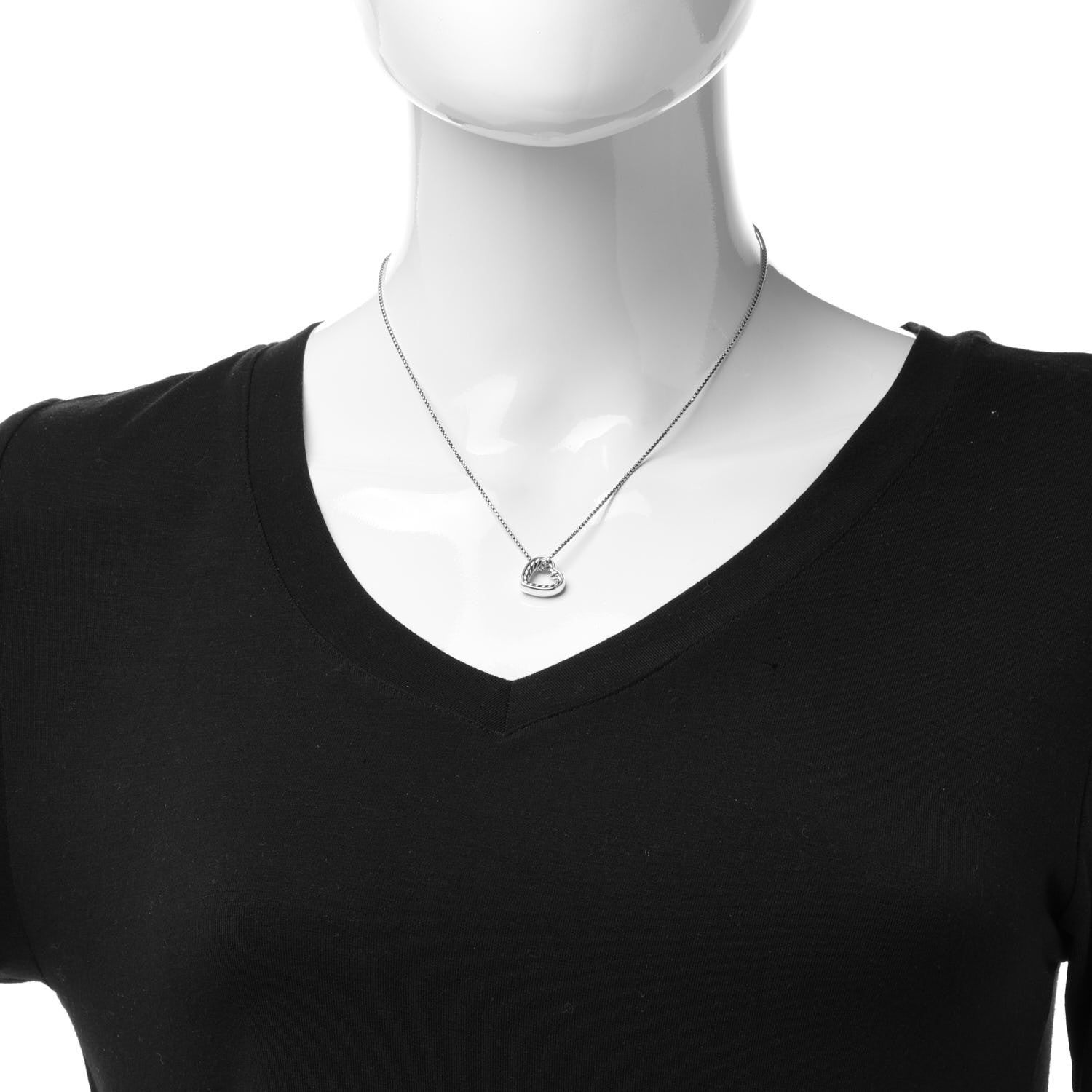 David Yurman Sterling Silver Open Heart Cable Necklace 2 of 6