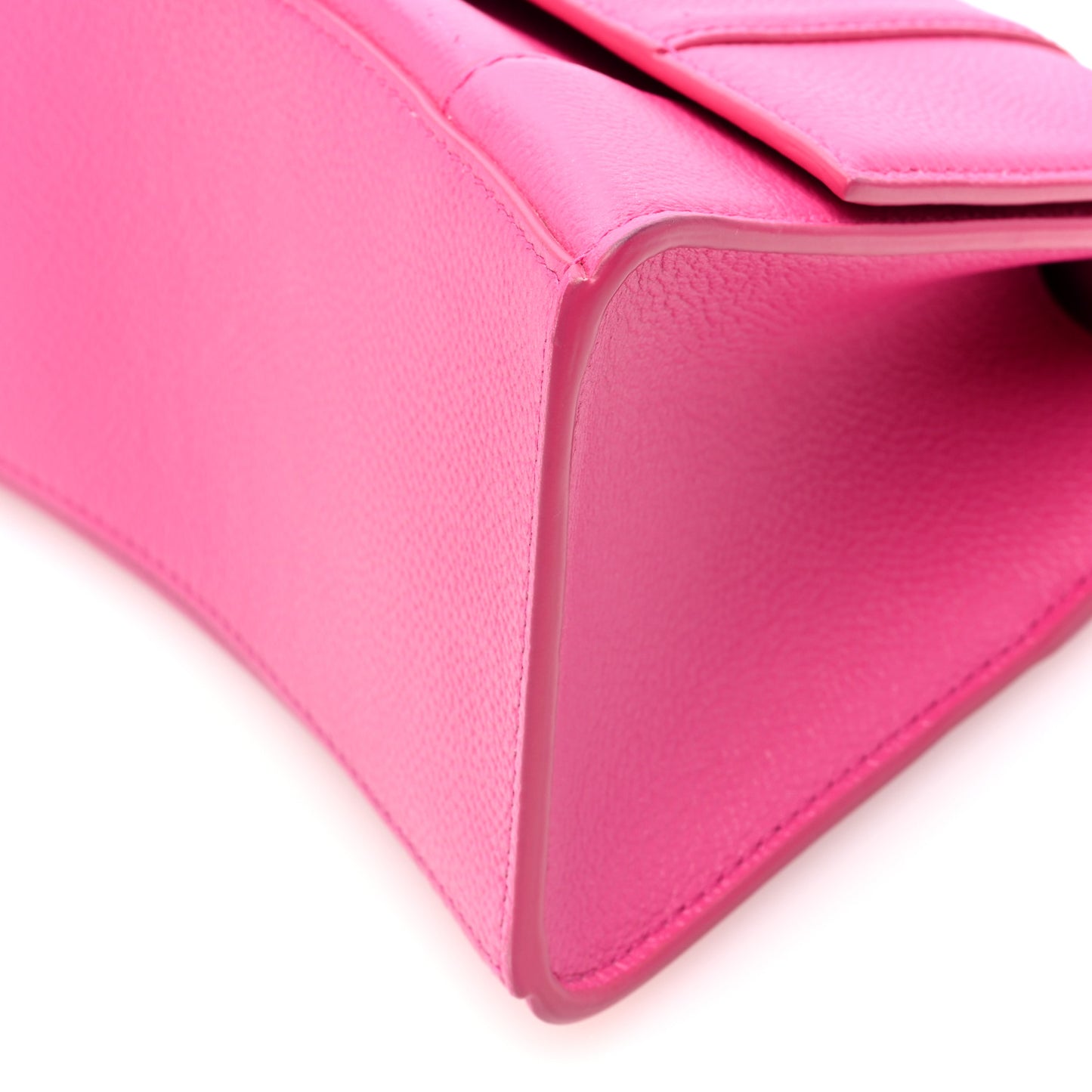 Grained Calfskin Tonal B Small Hourglass Top Handle Bag Acid Fuchsia
