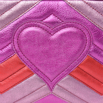 Gucci Laminated Nappa Matelasse Small GG Marmont Chain Shoulder Bag Fuxia Rosso Rosa 9 of 10