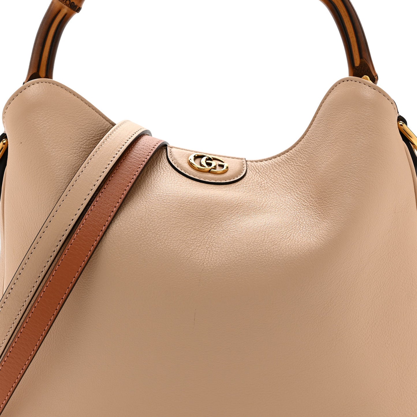 Softy Wonka Textured Dollar Calfskin Medium Diana Shoulder Bag Light Beige