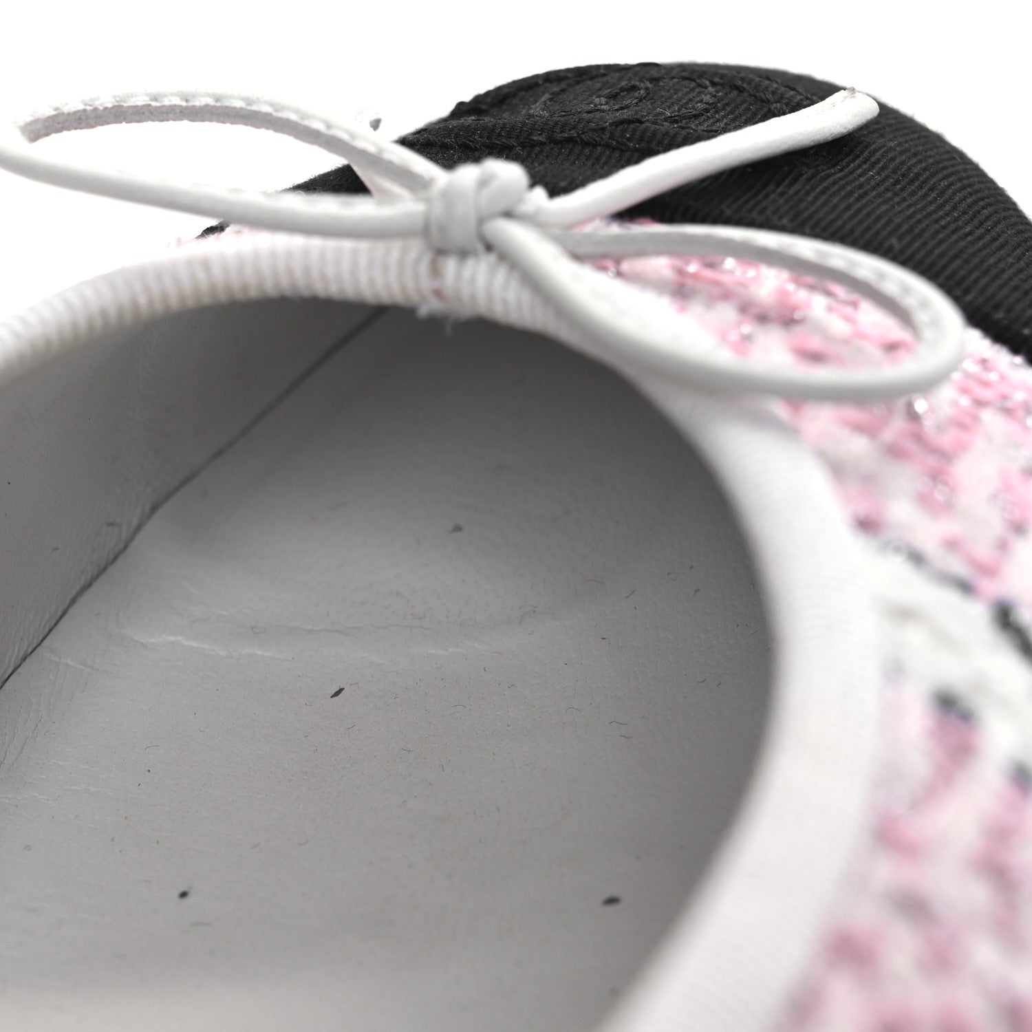 Chanel Tweed Grosgrain Cap Toe Ballerina Flats 38 White Pink Black 11 of 11
