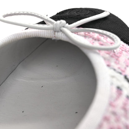 Chanel Tweed Grosgrain Cap Toe Ballerina Flats 38 White Pink Black 11 of 11
