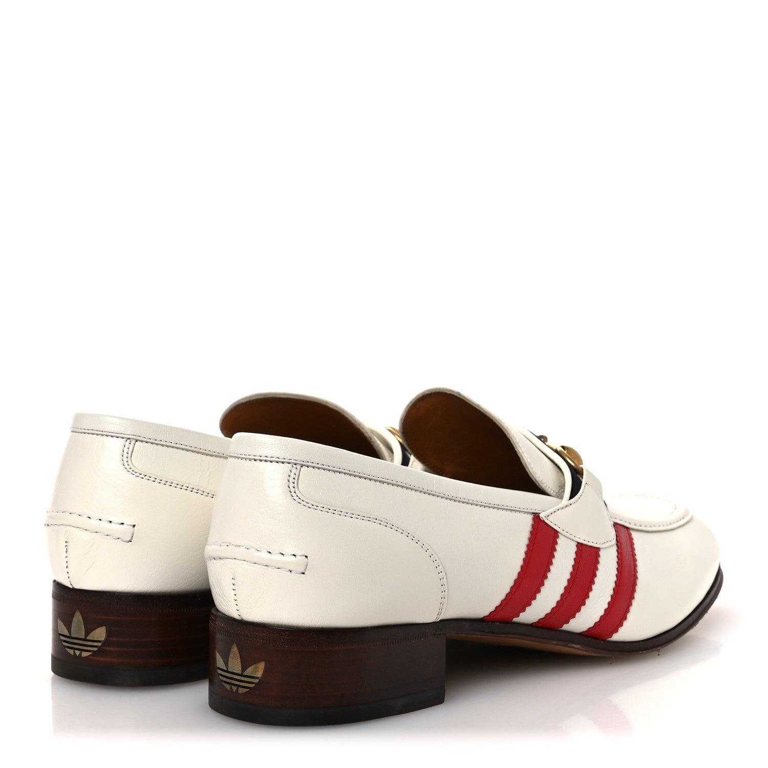 Gucci X ADIDAS Goatskin Web Mens Horsebit Loafers 9 White 5 of 12