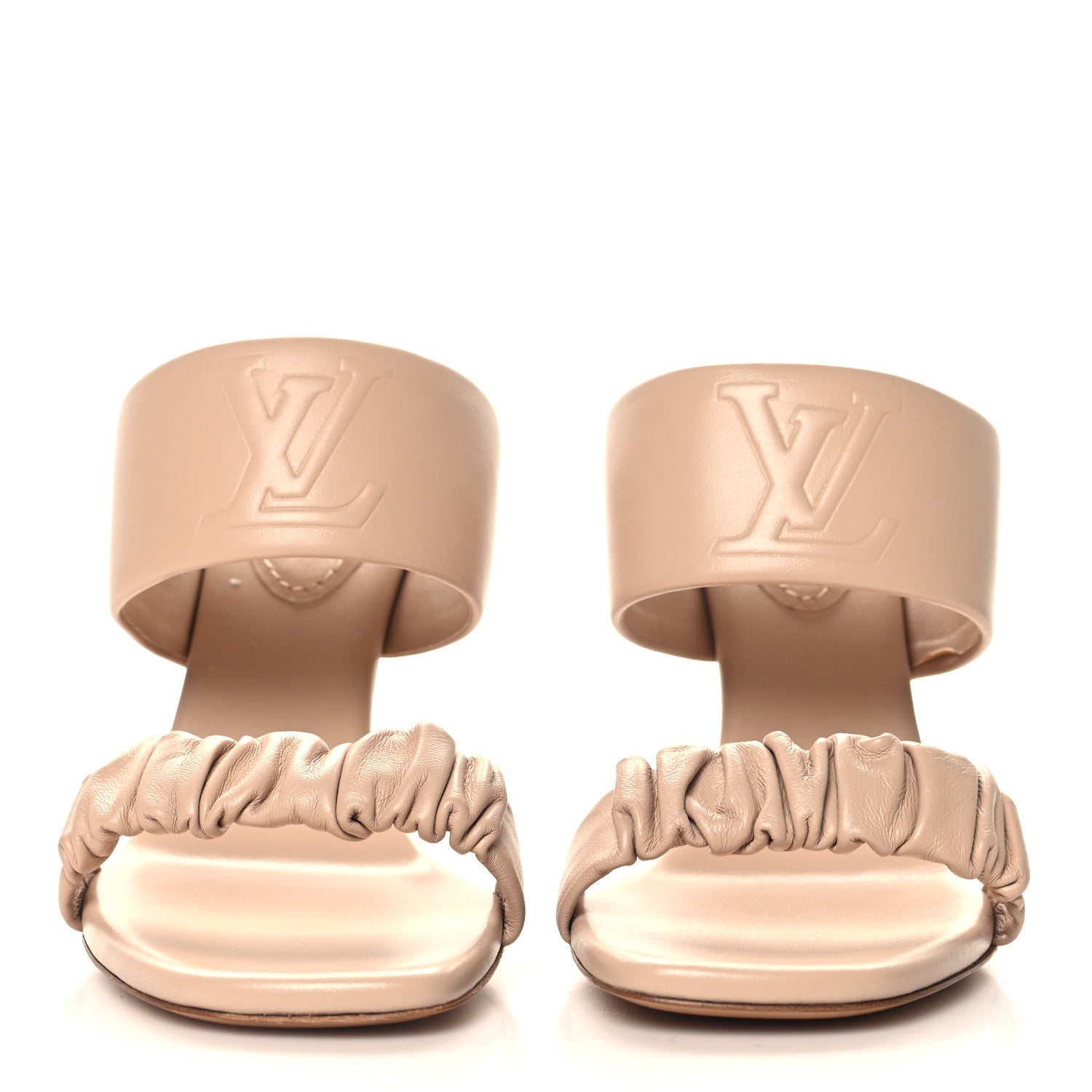 Louis Vuitton Lambskin Drapy Heel Mules 39.5 Beige 3 of 9
