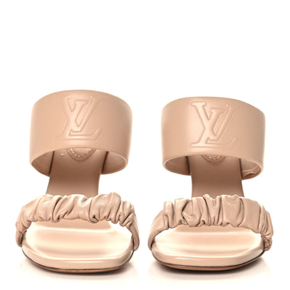 Louis Vuitton Lambskin Drapy Heel Mules 39.5 Beige 3 of 9