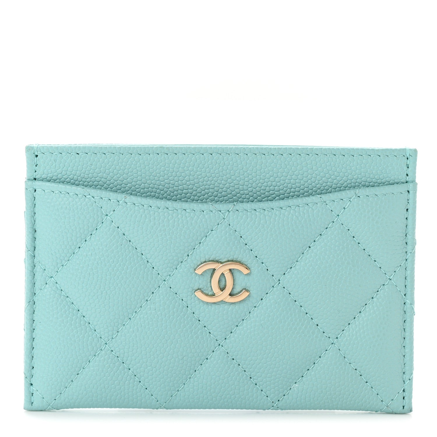 Chanel Caviar Quilted Card Holder Light Blue 1 of 9