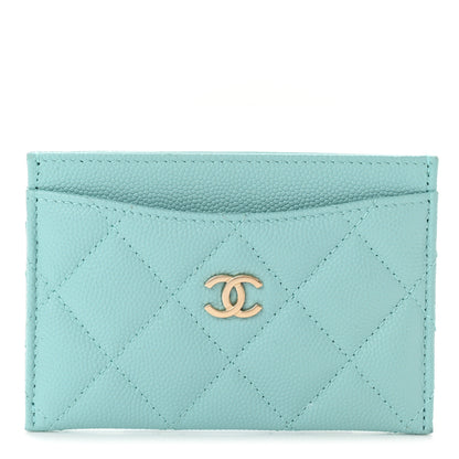 Chanel Caviar Quilted Card Holder Light Blue 1 of 9