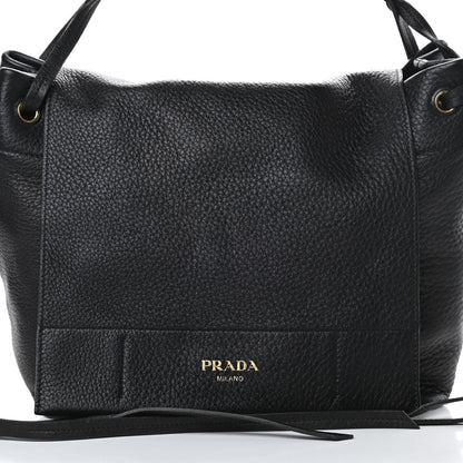 Prada Cervo Flap Shoulder Bag Black 8 of 18