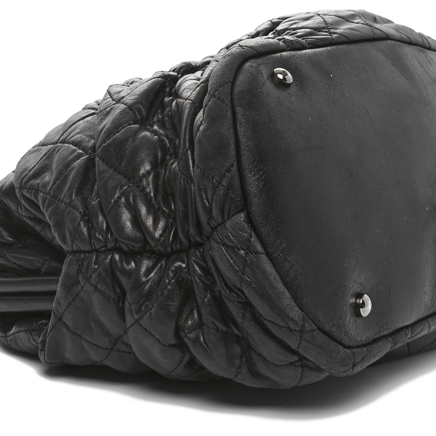 Lambskin Quilted Sharpei Frame Tote Black