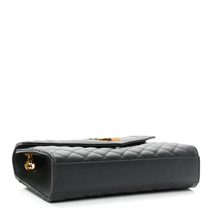 Saint Laurent Grain De Poudre Textured Mixed Matelasse Triquilt Medium Monogram Satchel Dark Tea 4 of 10