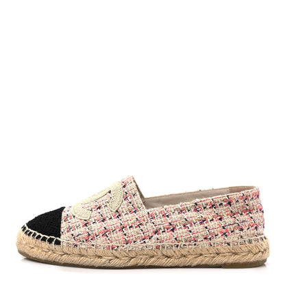 Chanel Tweed CC Espadrilles 38 Pink Black 1 of 9