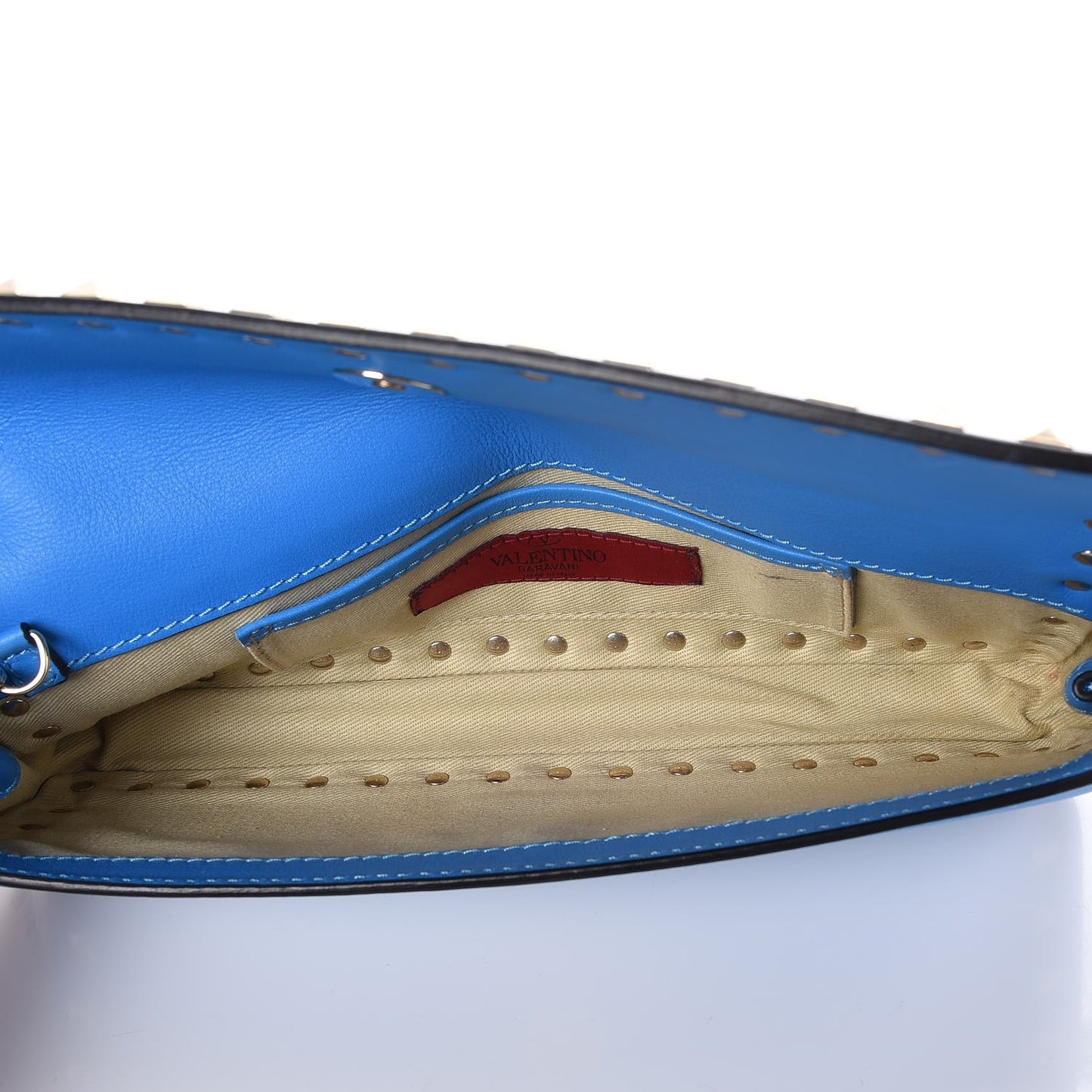 Nappa Rockstud Bangle Clutch Blue Fluo
