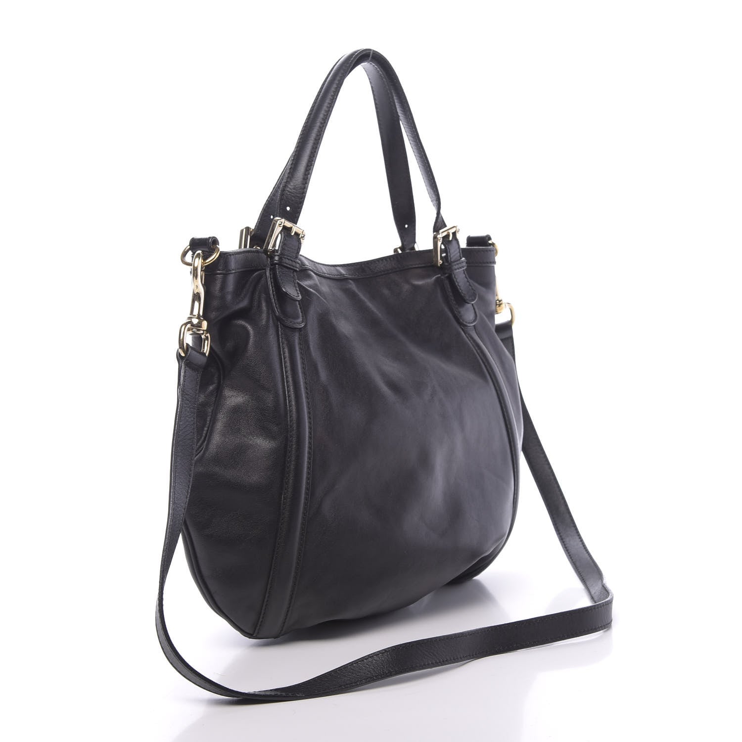 Gucci Calfskin Medium Britt Tote Black 3 of 16