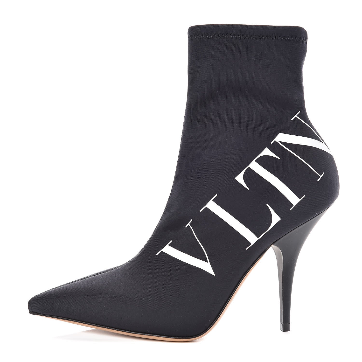 Valentino Garavani Eco Leather VLTN 100mm Sock Booties 37 Black White 1 of 8