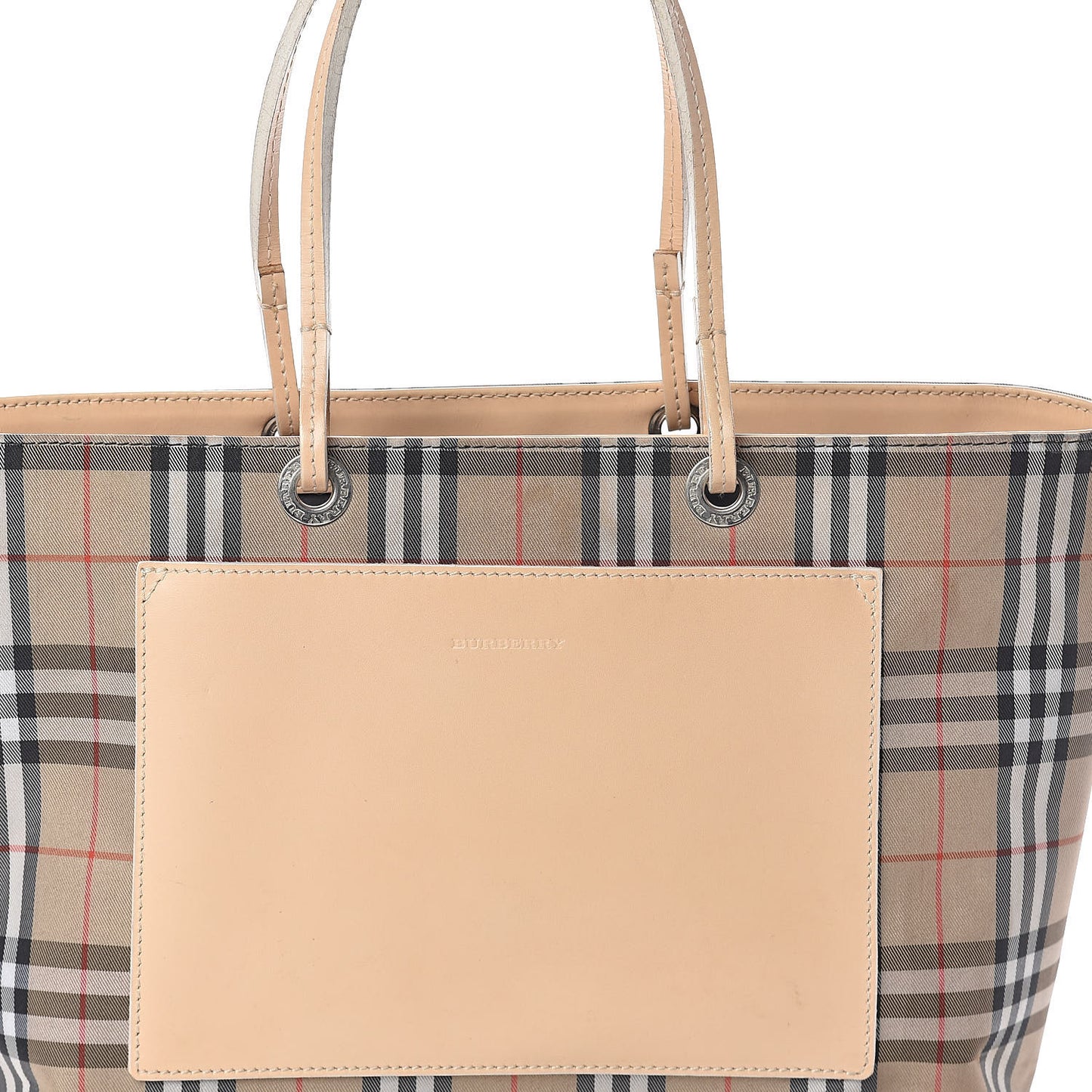 Canvas House Check Small Front Pocket Tote Beige