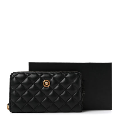 Versace Nappa Quilted Medusa Zip Around Wallet Black 7 of 7