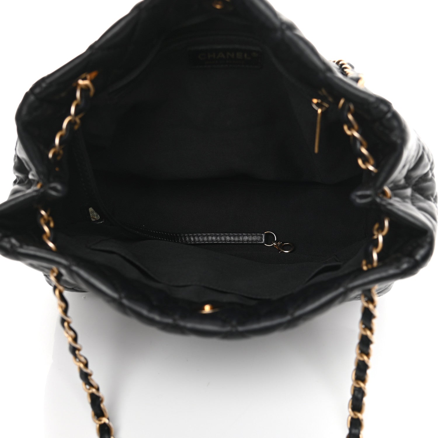 Chanel Lambskin Quilted Large Fluffy CC Shopping Tote Black 5 of 16