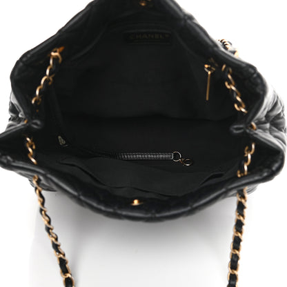 Chanel Lambskin Quilted Large Fluffy CC Shopping Tote Black 5 of 16