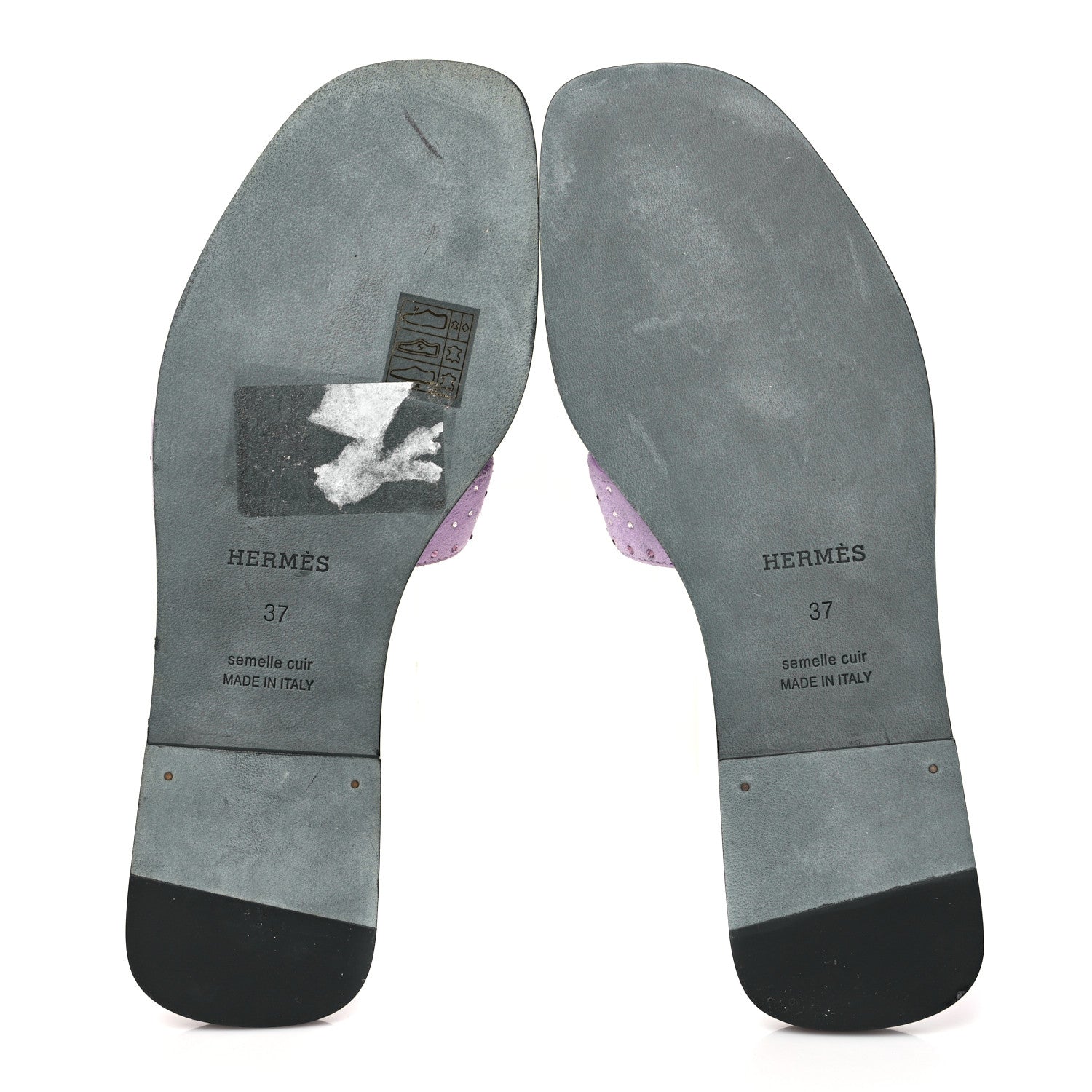 Hermes Suede Goatskin Crystal Oran Sandals 37 Violet Amethyste 5 of 9