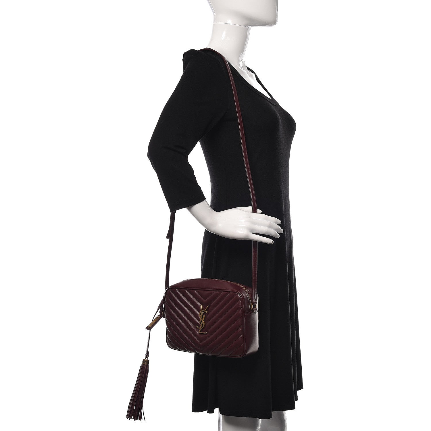 Saint Laurent Calfskin Matelasse Monogram Lou Camera Bag Red 2 of 9