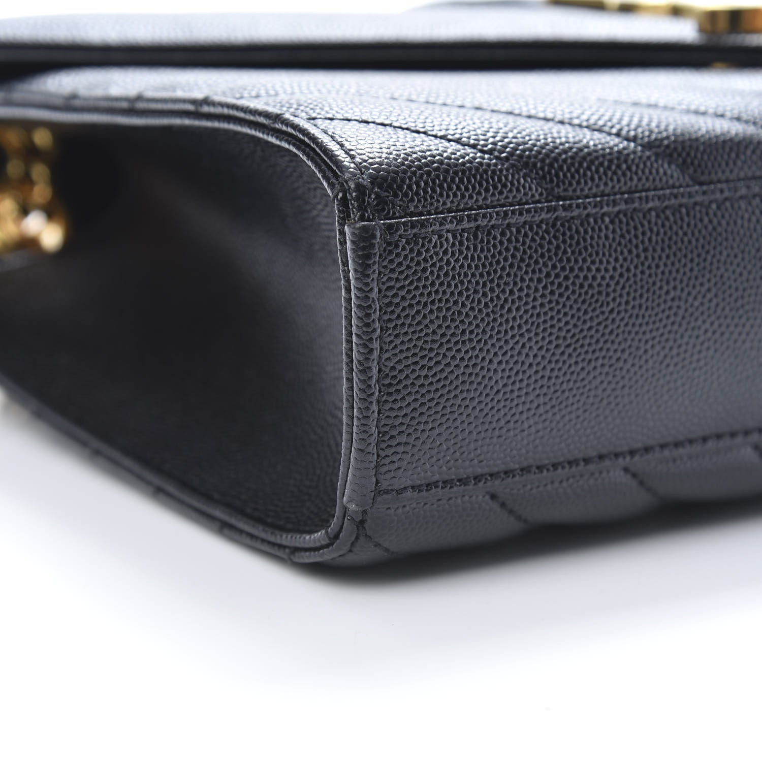 Saint Laurent Grain De Poudre Matelasse Chevron Medium Monogram Satchel Black 8 of 9