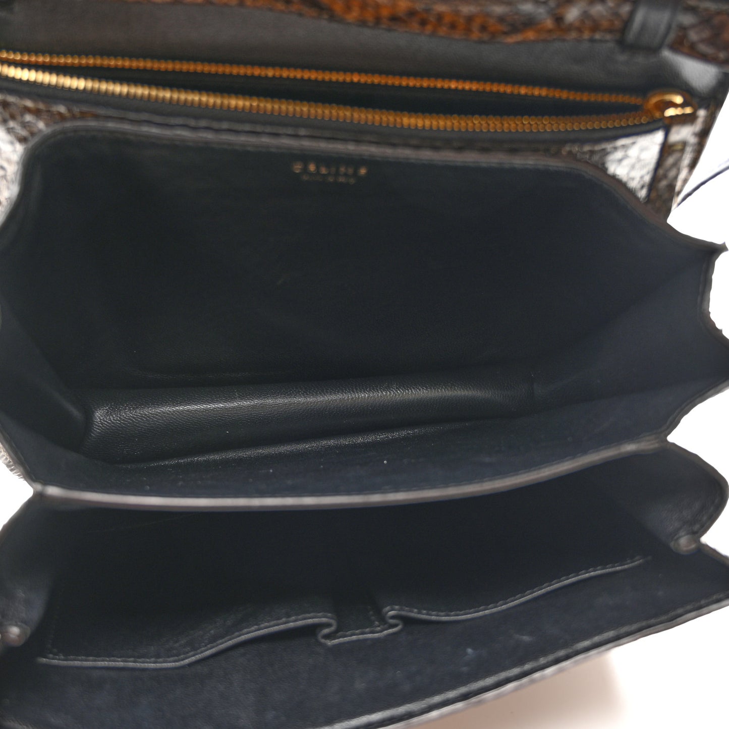 Snakeskin Medium Classic Box Flap Bag Brown