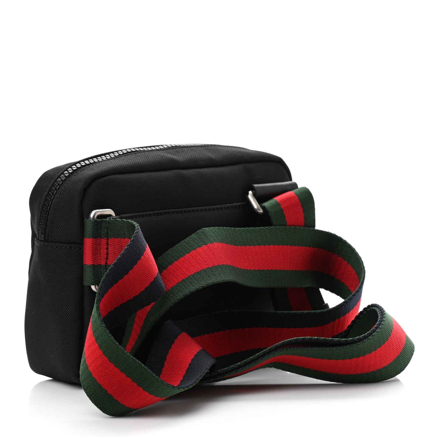 Canvas Web Tiger Embroidered Messenger Bag Black