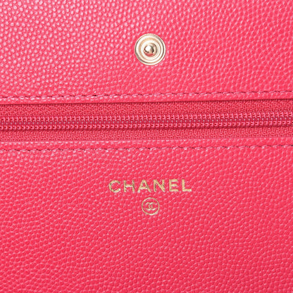 Chanel Caviar Camellia Embossed Wallet On Chain WOC Fuschia 6 of 8