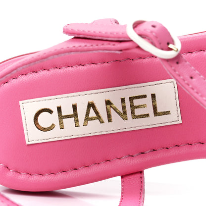 Chanel Lambskin CC Logo Thong Sandals 37.5 Pink 7 of 9