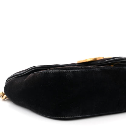 Gucci Velvet Matelasse Mini GG Marmont Shoulder Bag Black 9 of 11