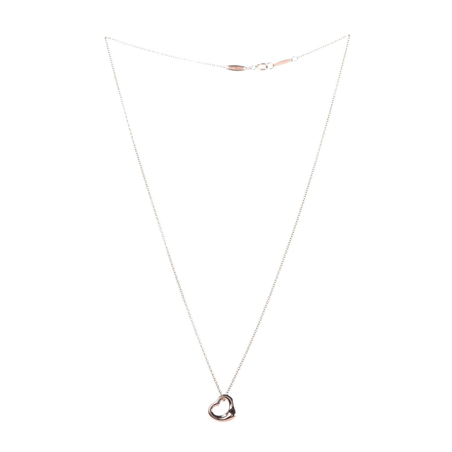 18K Rose Gold 11mm Elsa Peretti Open Heart Pendant Necklace