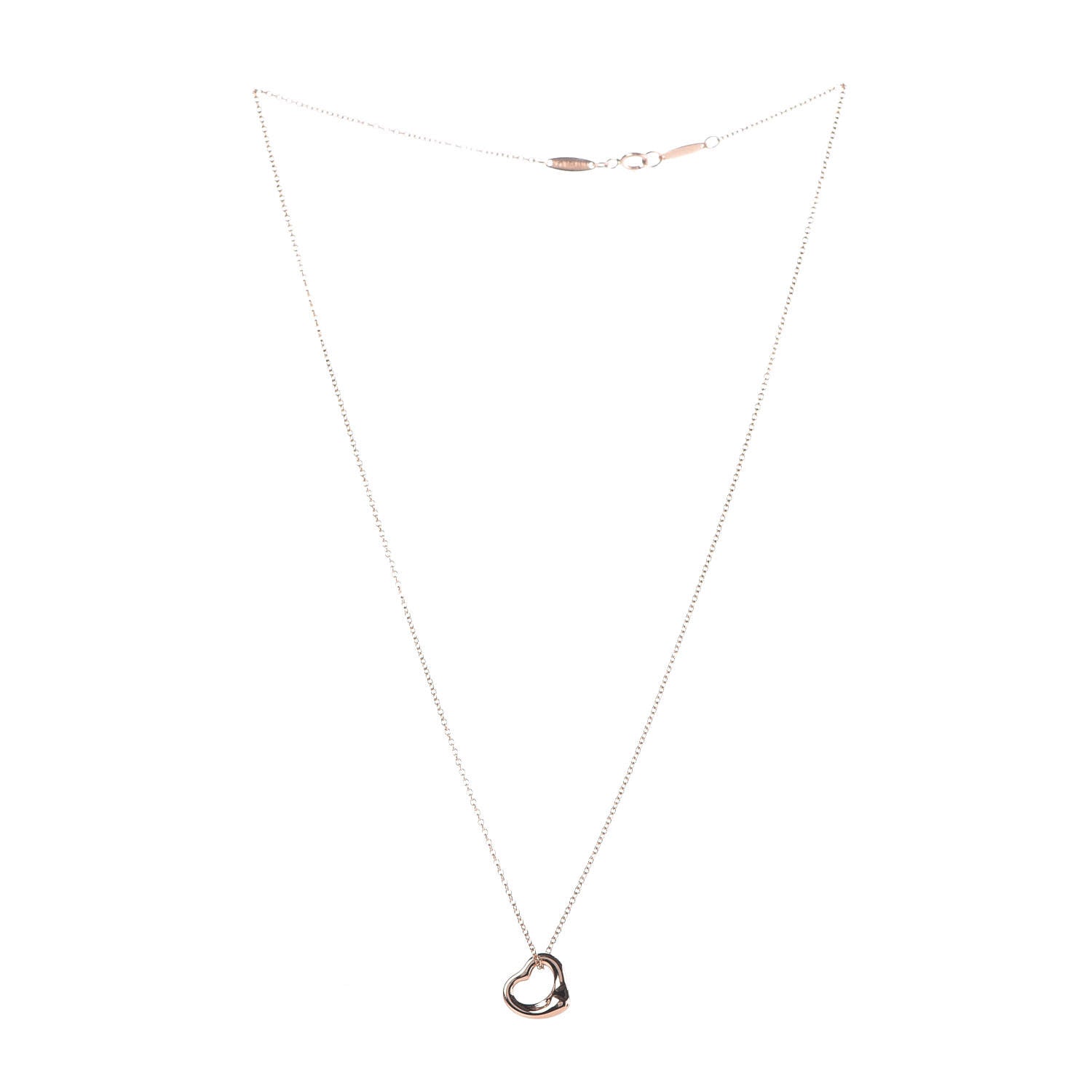 Tiffany 18K Rose Gold 11mm Elsa Peretti Open Heart Pendant Necklace 4 of 9