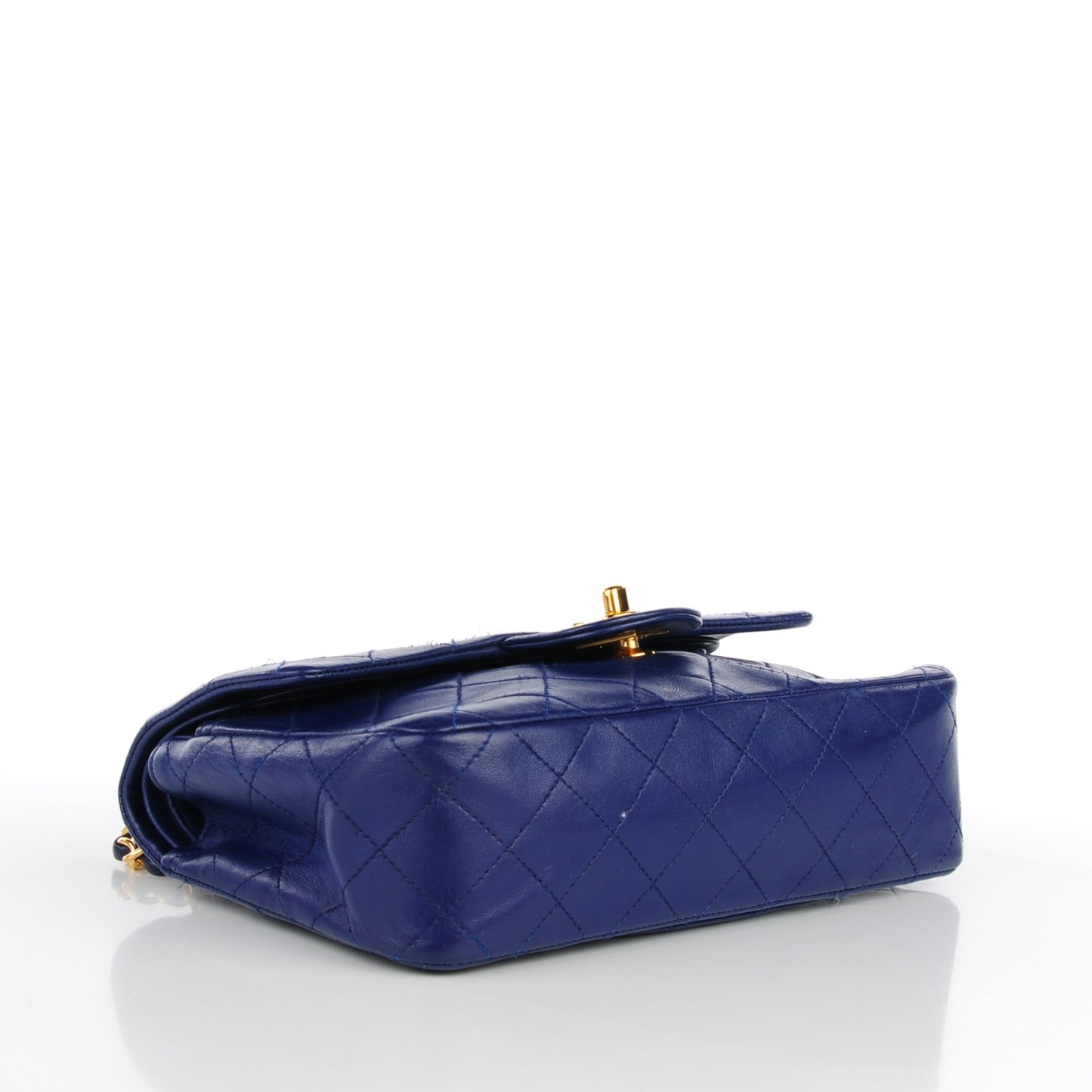 Lambskin Quilted Medium Double Flap Blue