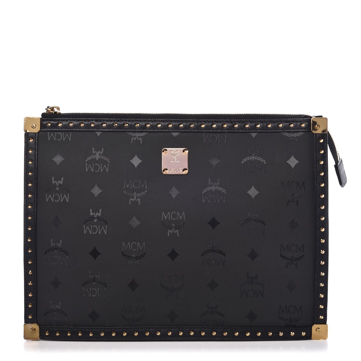 Coated Canvas Studded Pouch Black