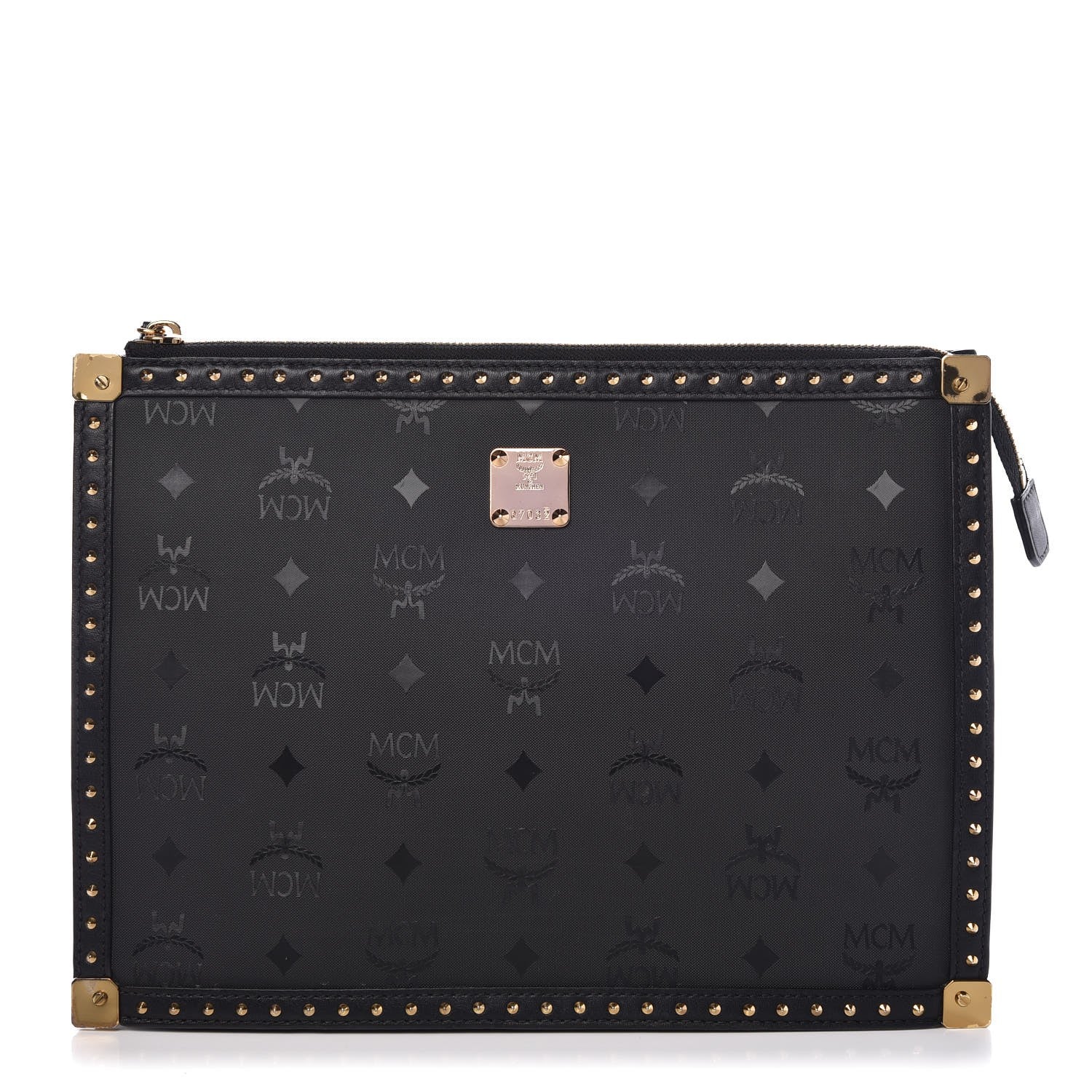 MCM Coated Canvas Studded Pouch Black 1 of 6