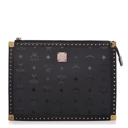 MCM Coated Canvas Studded Pouch Black 1 of 6