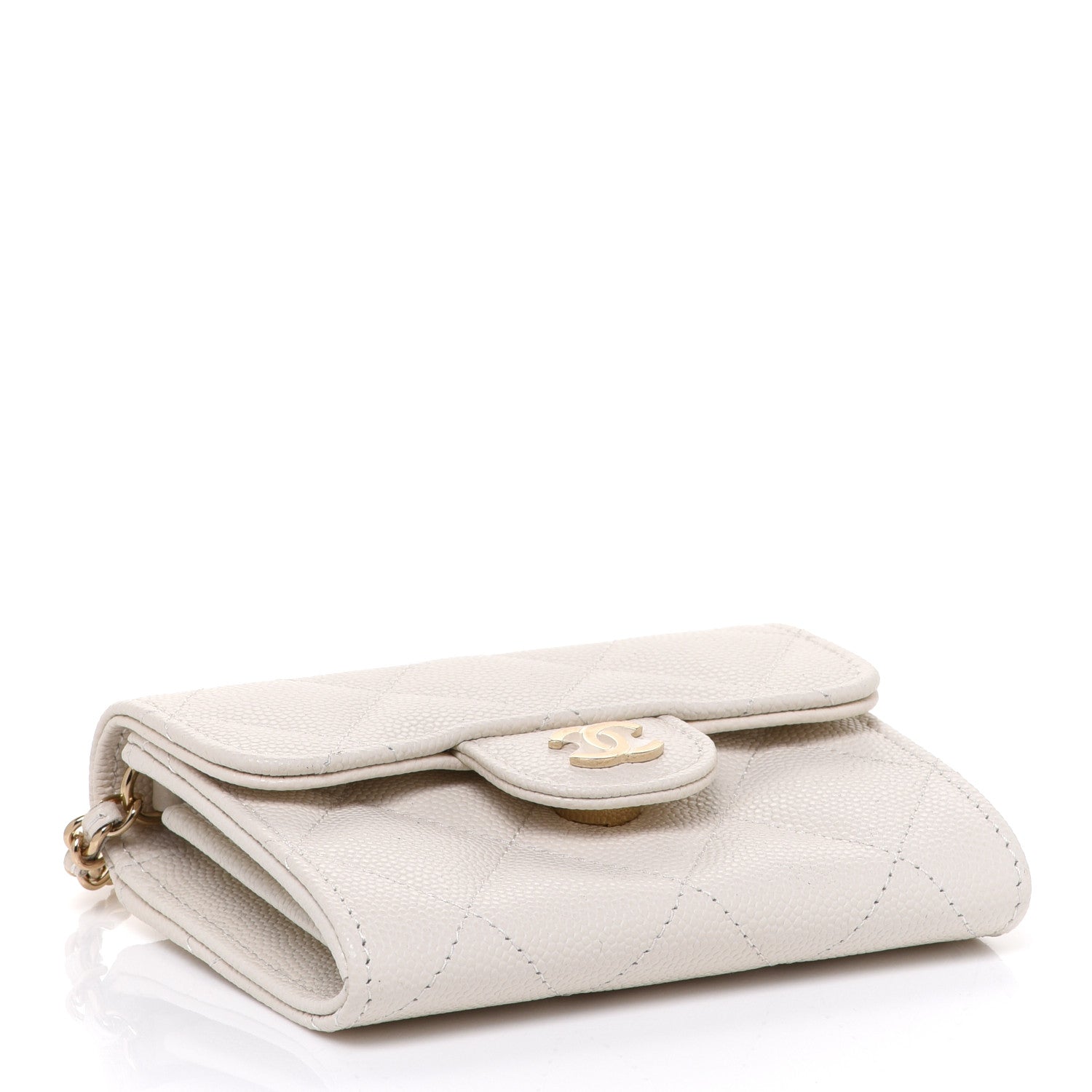 Chanel Caviar Quilted Flap Card Holder On Chain White 3 of 7