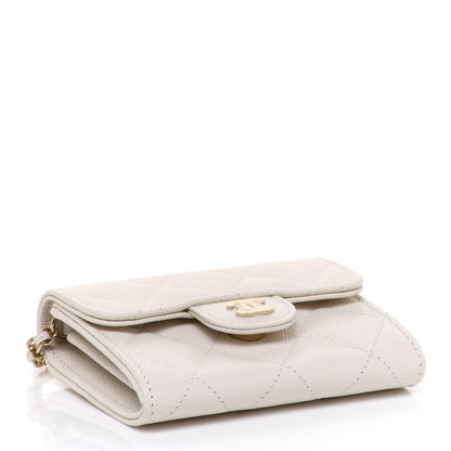 Chanel Caviar Quilted Flap Card Holder On Chain White 3 of 7