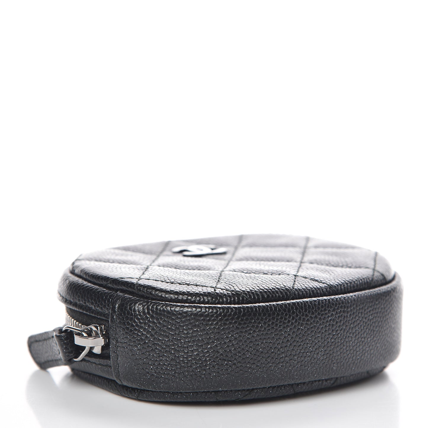 Iridescent Caviar Quilted Zip Around Classic Coin Purse Black