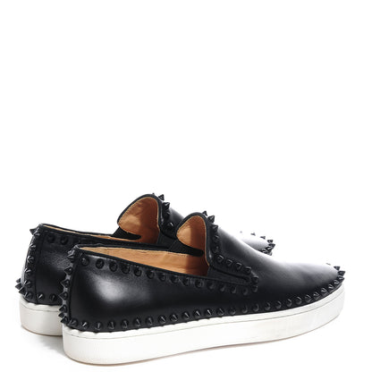 Christian Louboutin Womens Calfskin Studded Pik Boat Flat Loafers 39 Black 4 of 8