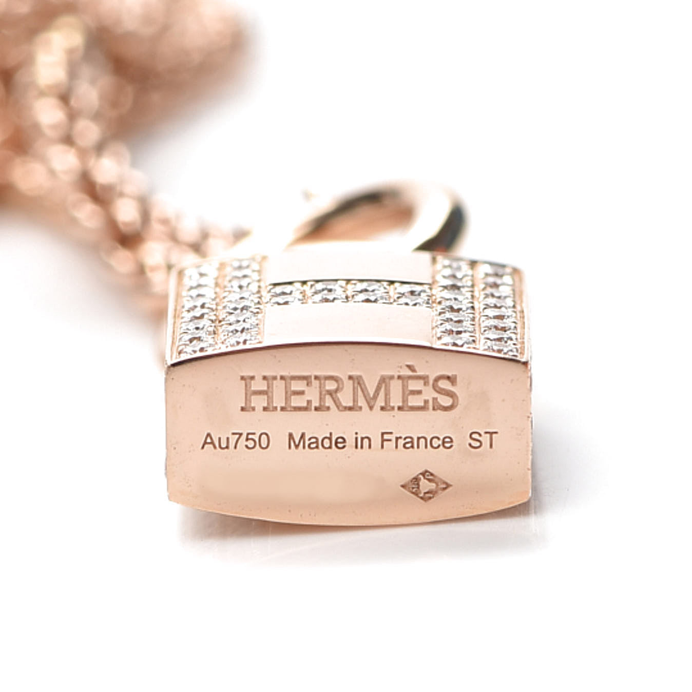 18K Rose Gold Pave Diamond GM Kelly Clochette Necklace ST