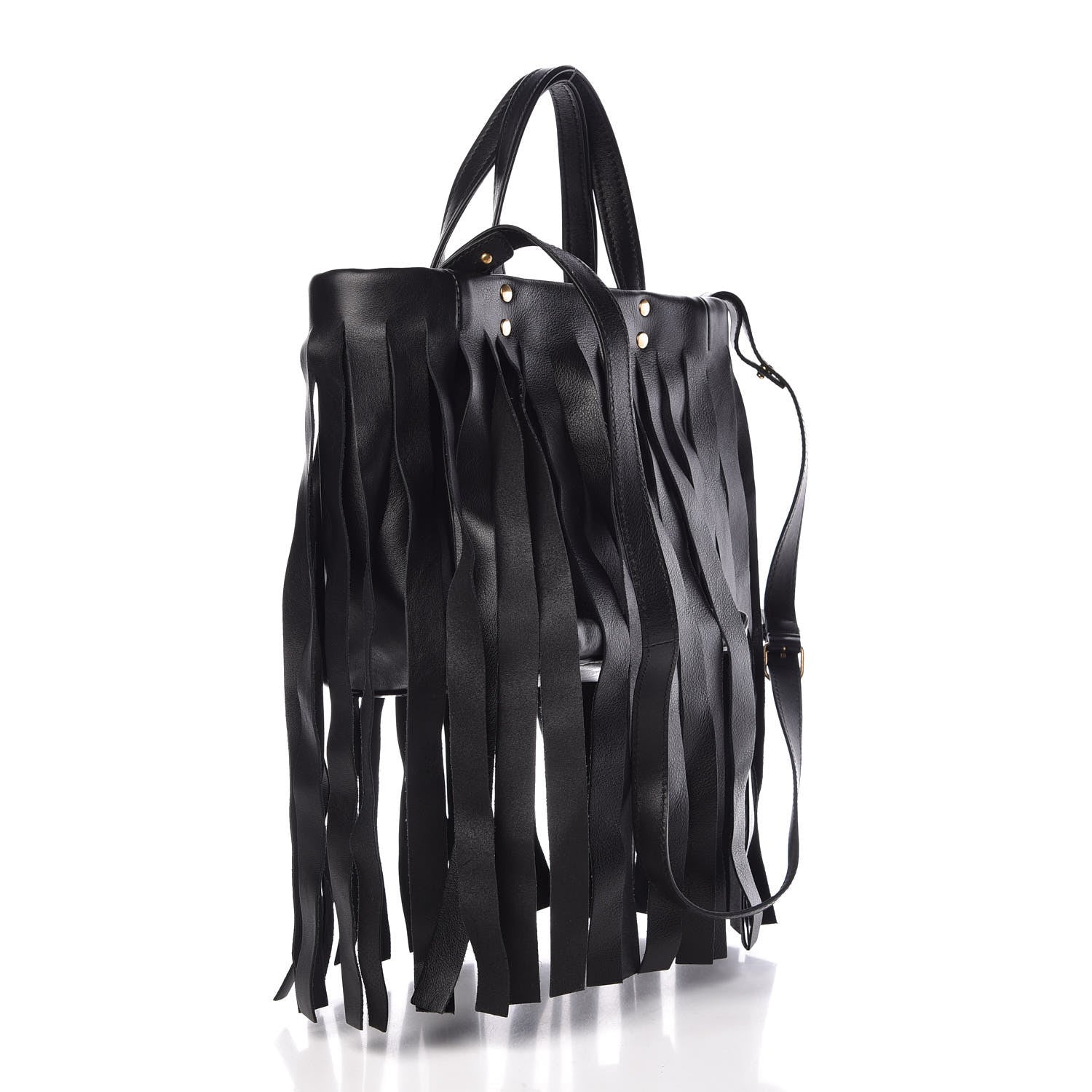 Balenciaga Calfskin XS Fringe Laundry Cabas Black 3 of 6