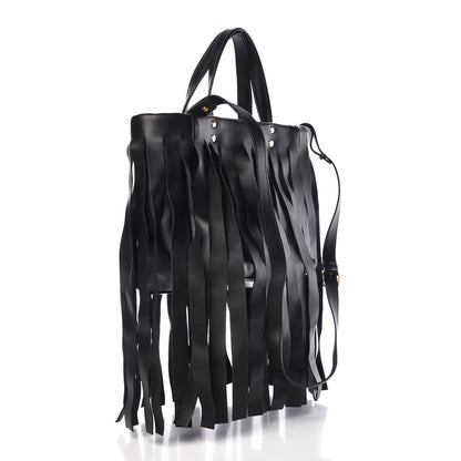 Balenciaga Calfskin XS Fringe Laundry Cabas Black 3 of 6