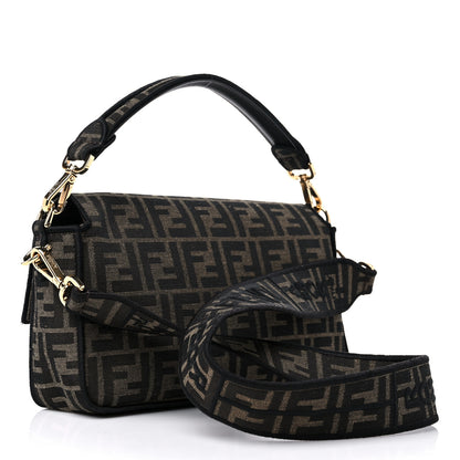 Fendi Fabric Jacquard FF 1974 Medium Baguette Tobacco Moro Black 2 of 9
